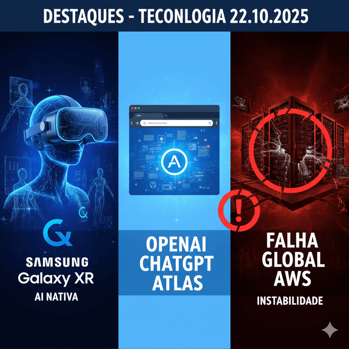 Samsung Lança Galaxy XR com IA, OpenAI Desafia o Chrome com Navegador Atlas e Apagão da AWS Afeta a Internet